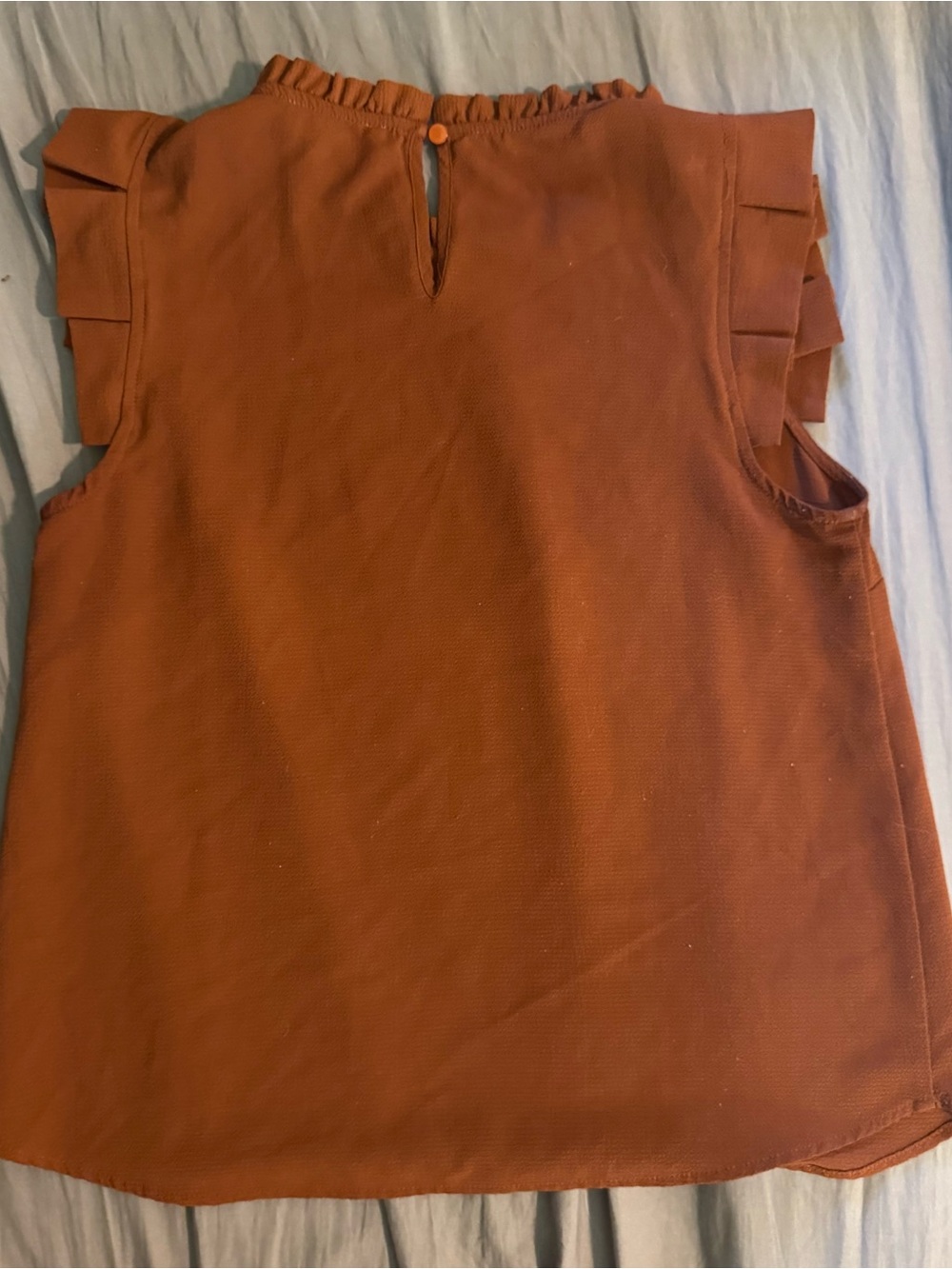 Monteau Rust Ruffle-Neck Blouse - Picture 8 of 8